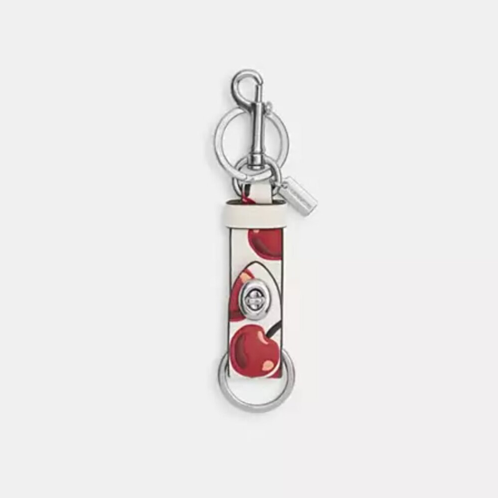 NWT  Coach Trigger Snap Bag Charm With Cherry Print
